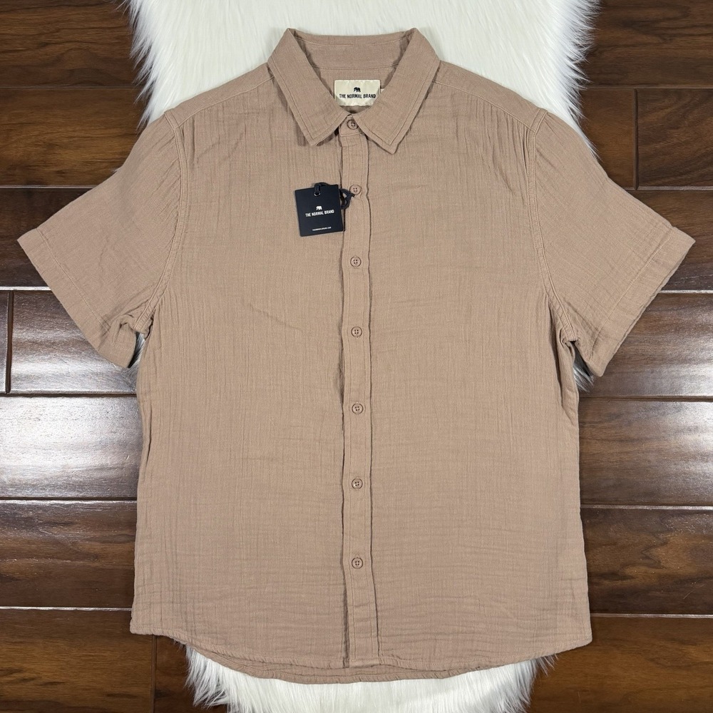 Normal Brand Size Large Driftwood Cotton Gauze Kalo Button Up Shirt Short Sleeve